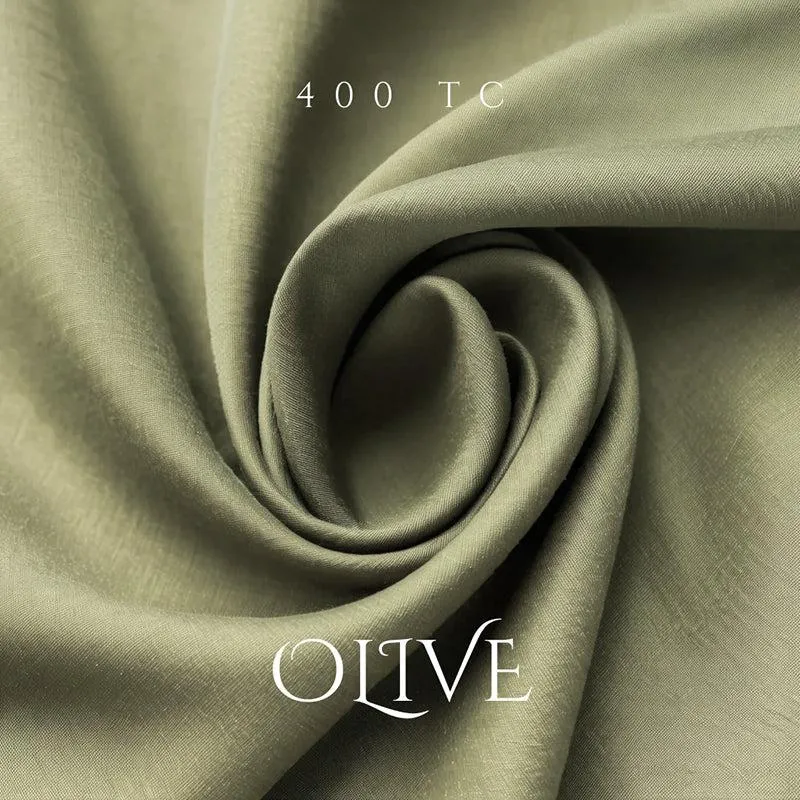 Moonweave Solid Cotton Bedsheet (Dark Olive) - 400 TC media 6