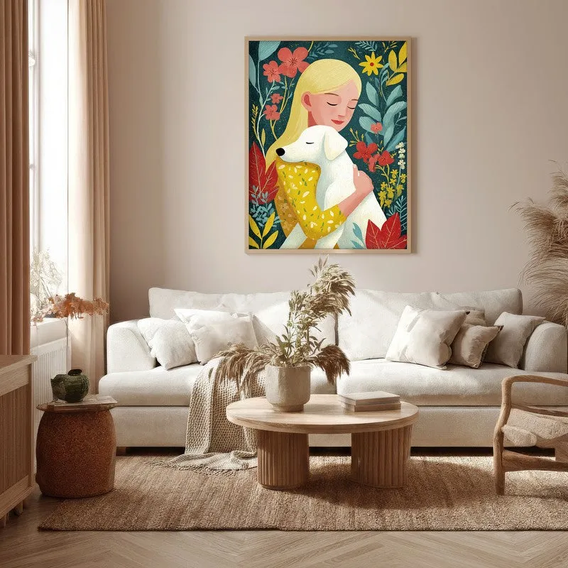 Petals & Paws Canvas Wall Painting - Brown Frame media 5