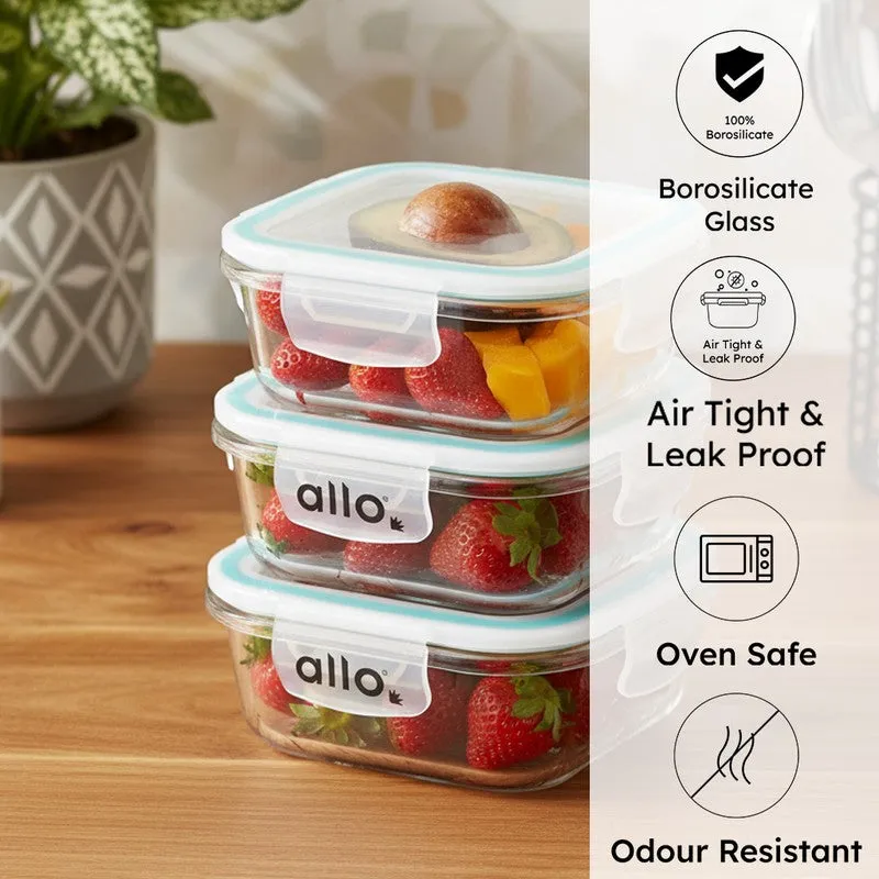 Oliva Square Glass Storage Container (550 ML) - Set Of Three media 1