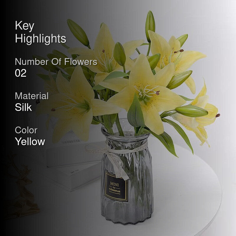 Lilium Amber Silk Floral Sticks - Yellow image 2