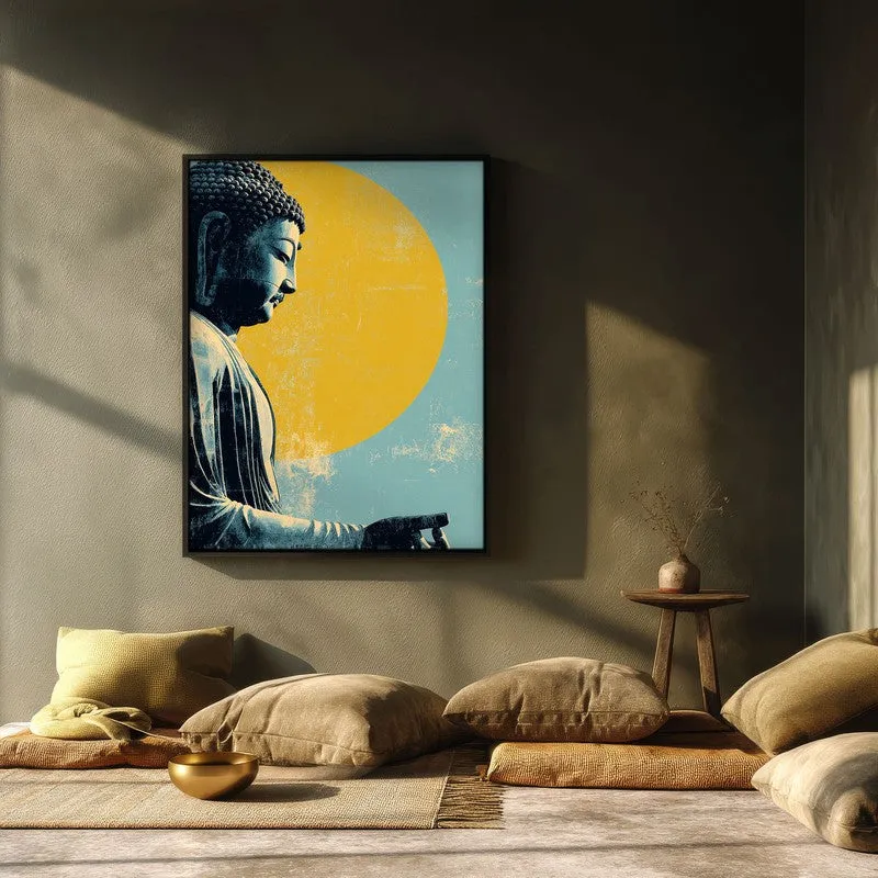 Buddha In Golden Aura II Archival Paper Wall Painting With Black Frame media 3