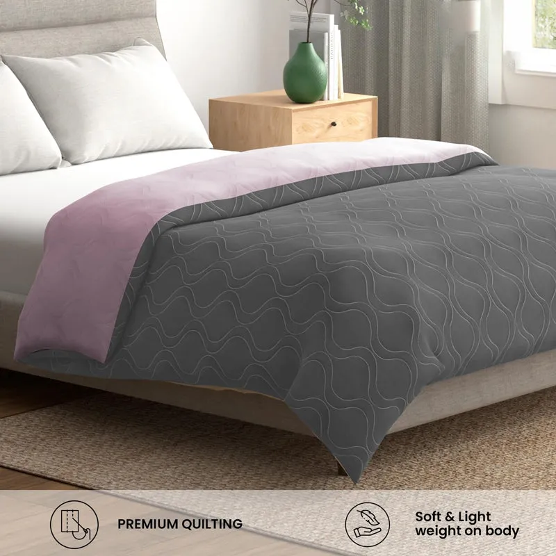 Urban Space Triad Microfiber Reversible Comforter (Grey, Rose) - 80 GSM media 5