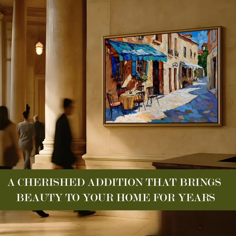 Sunlit Cafe Lane Canvas Wall Painting With Frame media 7