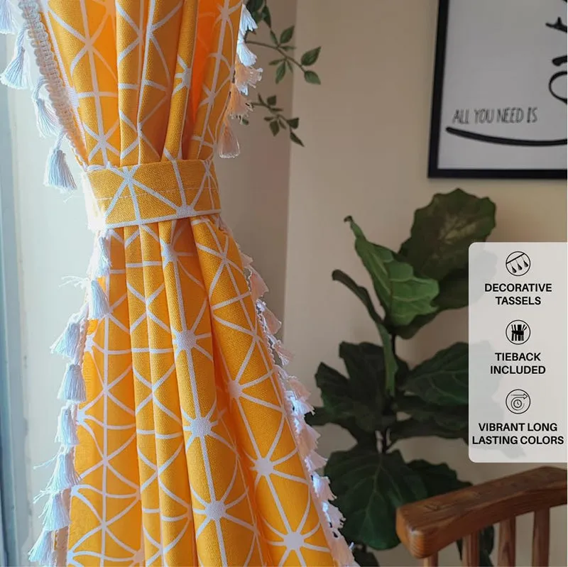 Urban Space Kanya Geo Curtain (Yellow) - Set Of Two media 4