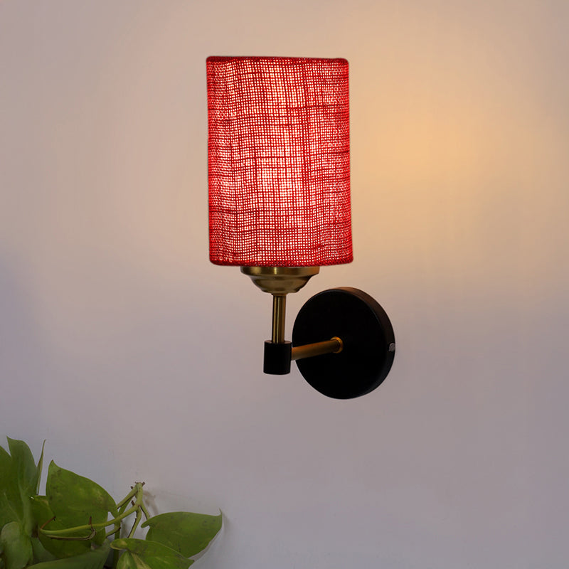 Sienna Sleek Jute Wall Lamp - Maroon