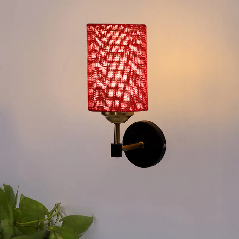 Sienna Sleek Jute Wall Lamp - Maroon media 1