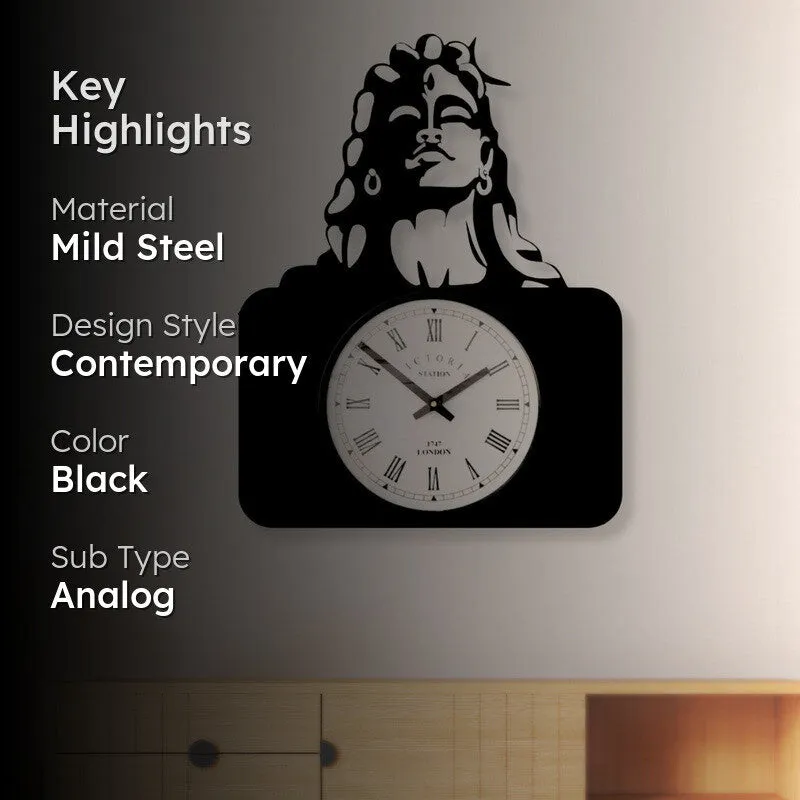 Adiyogi Steel Analog Wall Clock - Black media 2