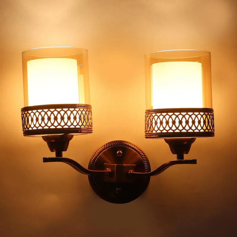 Auric Glass Shade Wall Lamp With Iron Base media 7