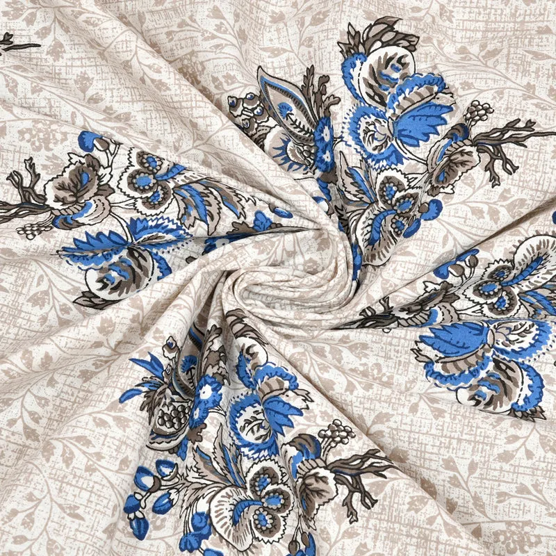 Ahana Floral Printed Cotton Bedsheet (Blue) - 144 TC media 6