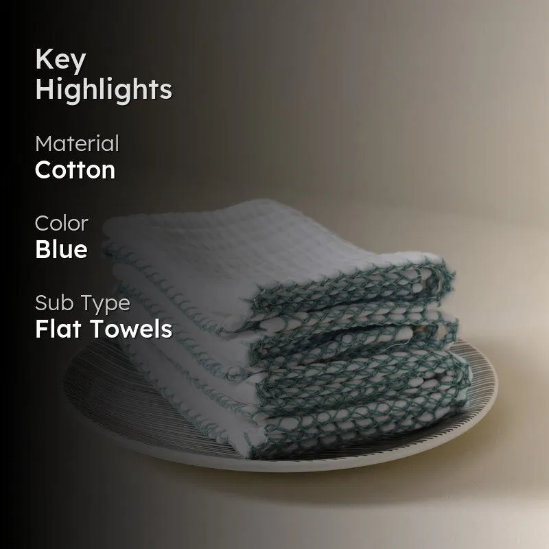Luxe Waffle Face Towel (Blue) - Set of Four media 2