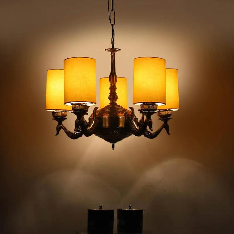 Niva Cylindrical Golden Antique Ceiling Lamp media 1