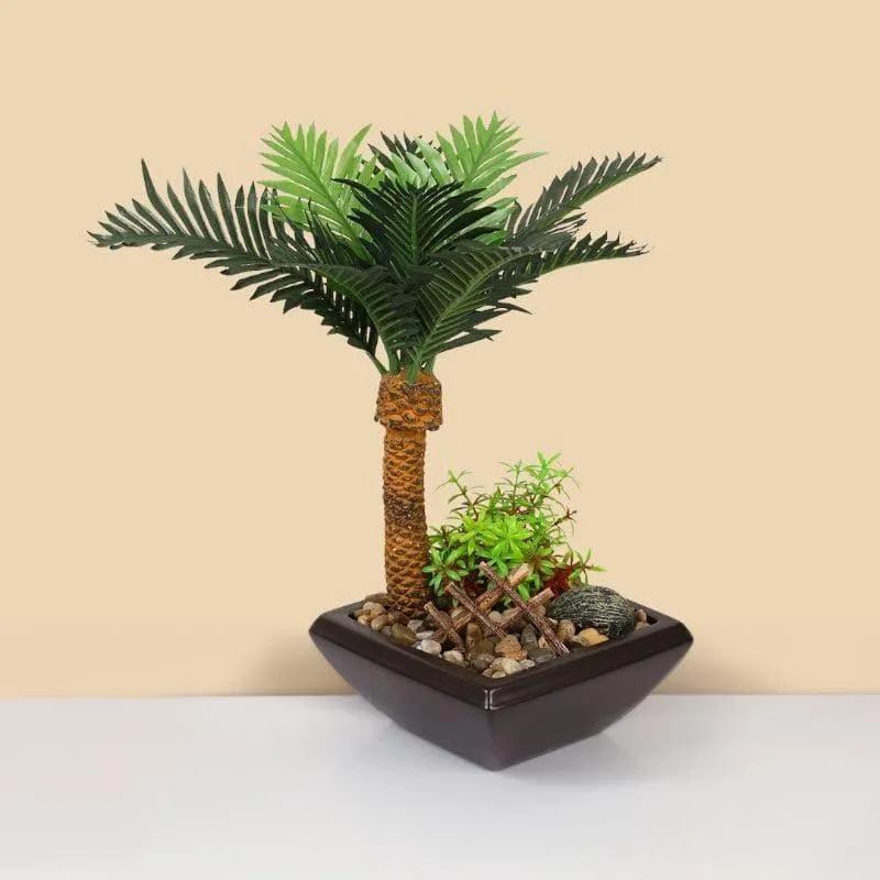 Faux Phoenix Bonsai In Ceramic Pot - 34 cms media 1