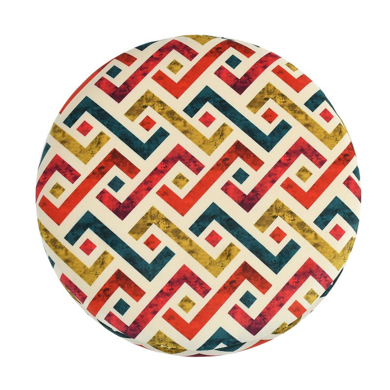 Ripple Zigzag-print Velvet Pouffe - Multicolor media 5