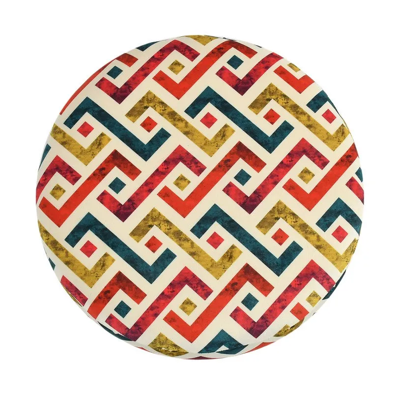 Ripple Zigzag-print Velvet Pouffe - Multicolor media 5