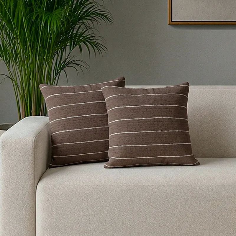 Thread Stripe Woven Cushion Cover - Set Of Two media 1