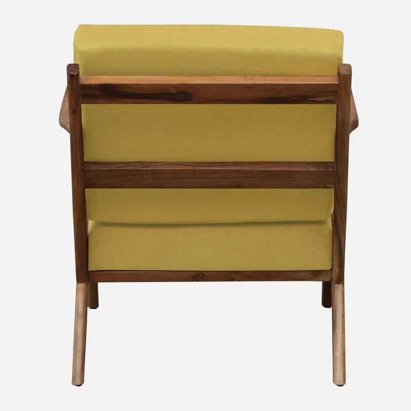 Metrona Acacia Wood Accent Chair - Yellow media 6