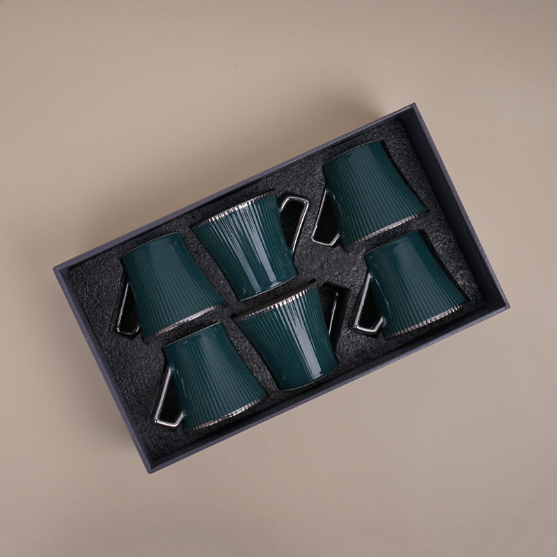 Thira Porcelain Tea Cup (180 mL Each/Green) -  Set of Six media 5