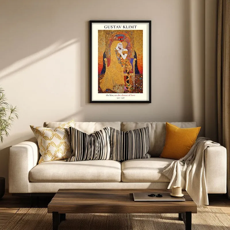 Kiss of Love Gustav Klimt Archival Canvas Wall Painting - Black Frame media 3