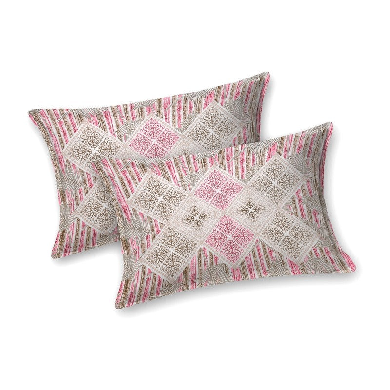 Blooma Cotton Bedsheet (Grey,Pink) - 240 TC media 4