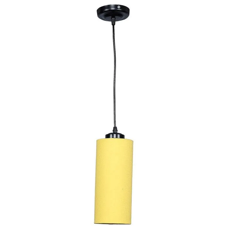 AuraGlow Cylindrical Fabric Ceiling Lamp - Yellow media 5