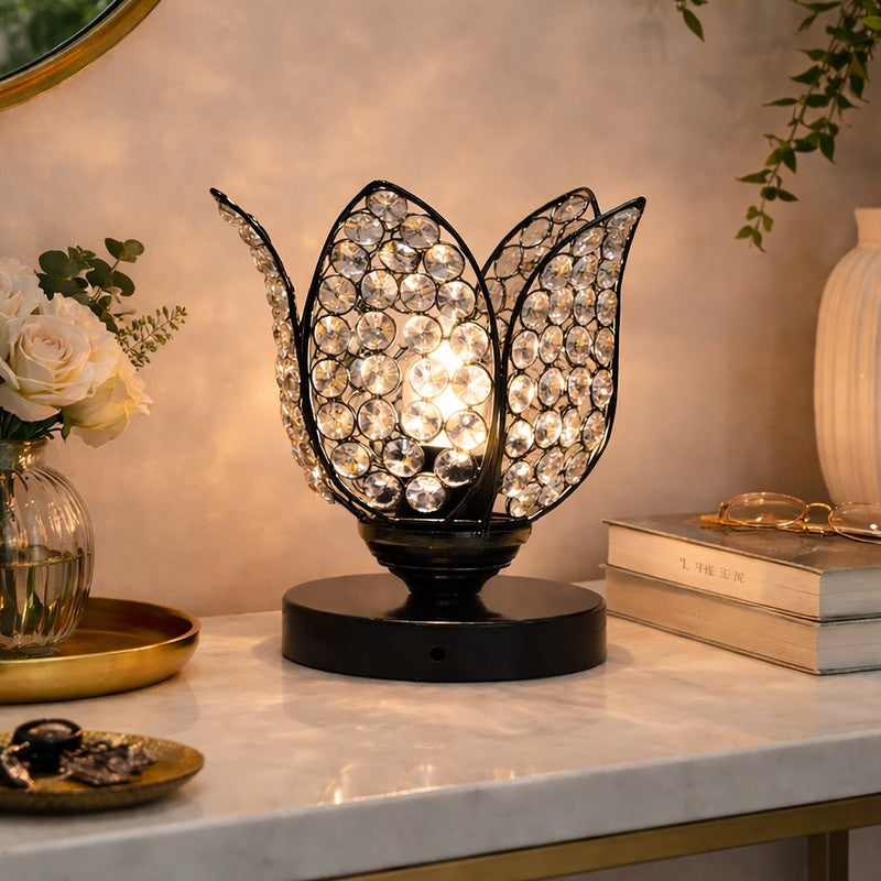 Floral Culture Metal Table Lamp - Black