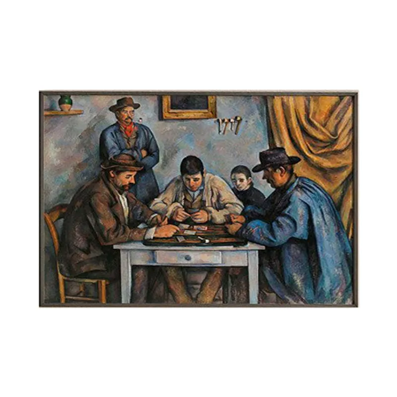 The Card Players Canvas Painting By Paul Cezanne - Black Frame media 6