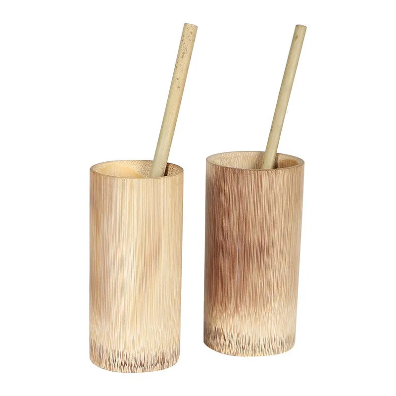 Rustic Sip Bamboo Juice Glasses (400 mL Each)- Set of Two media 4