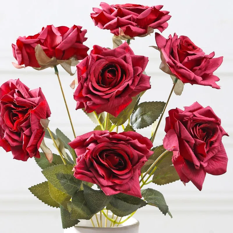Floraura Rose Fabric Artificial Flower - Red media 5