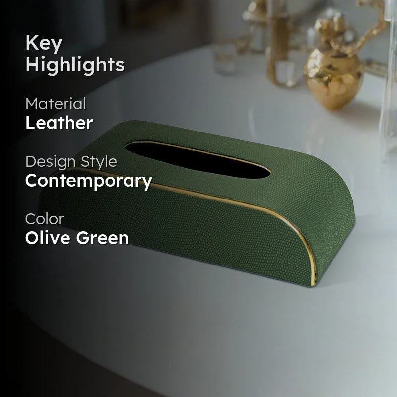 Tisquo Curve Faux Leather Tissue Box - Olive Green media 2