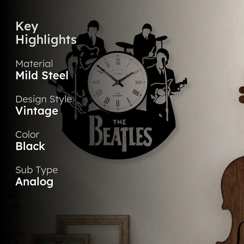 The Beatles Steel Analog Wall Clock - Black media 2
