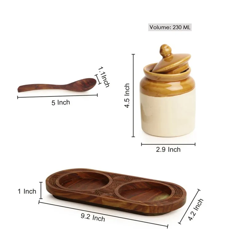 Bharani Handglazed Ceramic Jar Set (230 mL Each) - Five Piece Set media 7