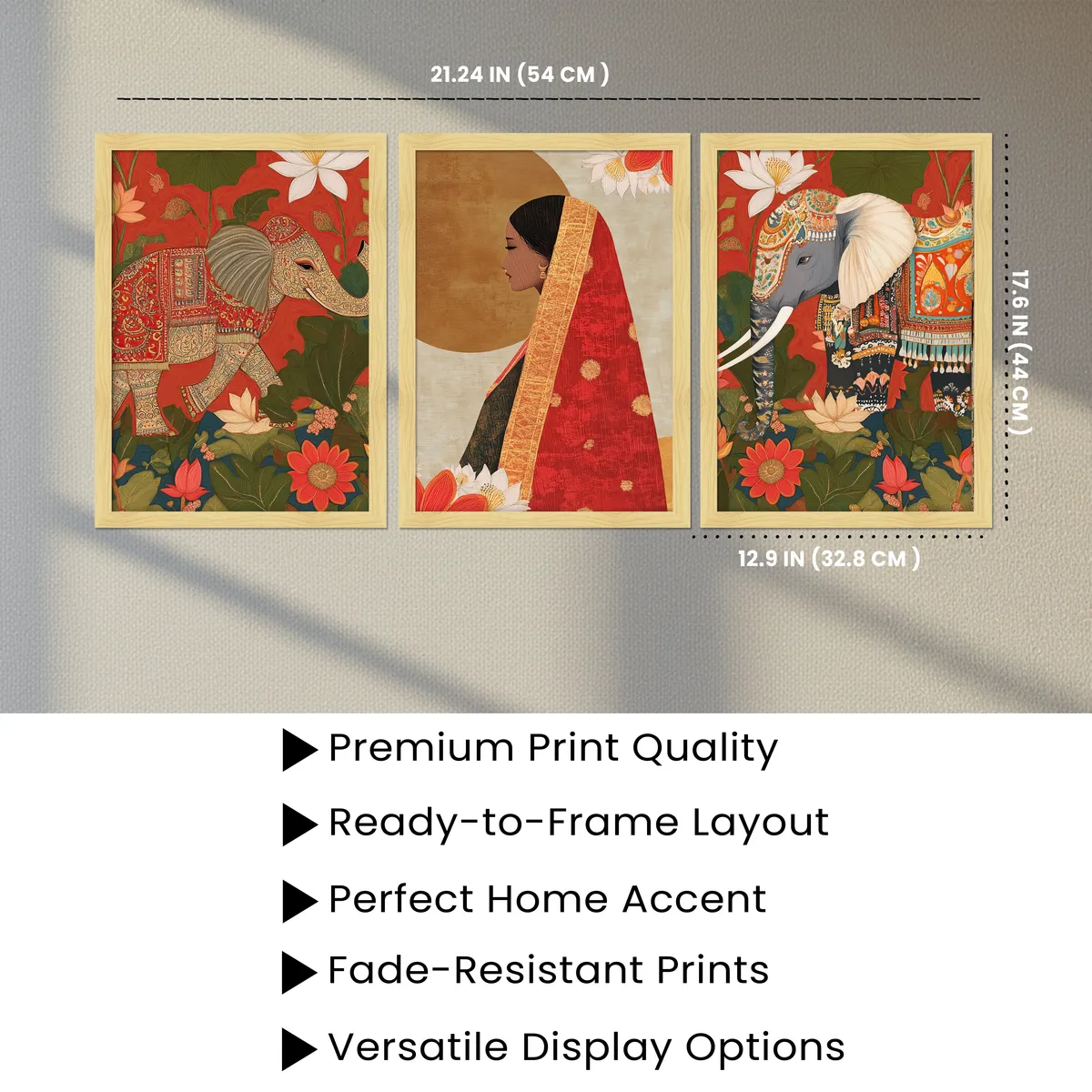 Gajraj & Grace Wall Paintings - Set Of Three media 4