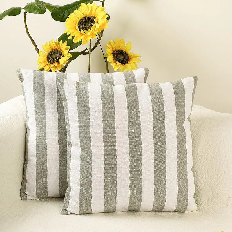 Antheia Cotton Cushion Cover (Green) - Set Of Two media 1