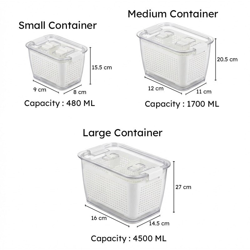 FreshLock White Clear PET Container (480 mL/1700 mL/4500 mL) - Set of Three media 7