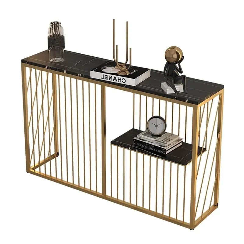 Shelf Sintered Metal Console Table with Marble Top - Medium media 6