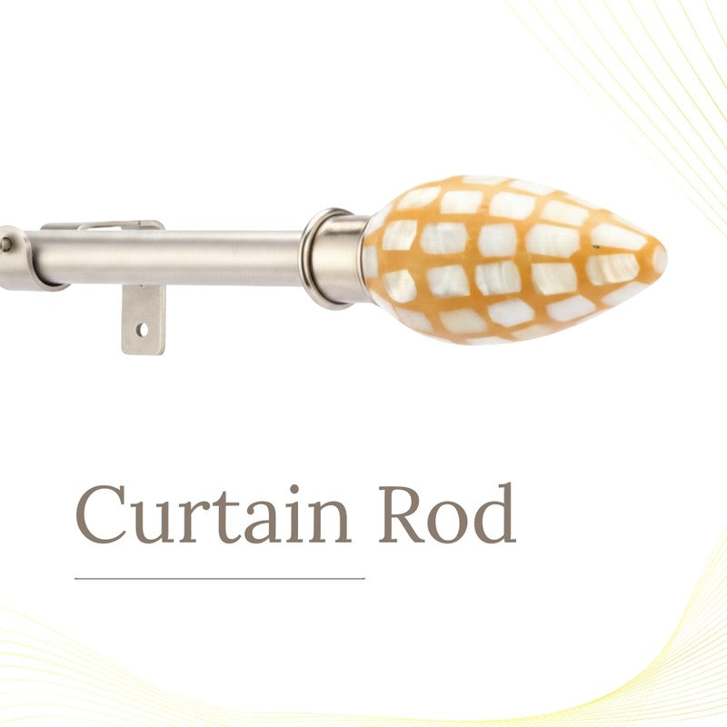 Checker Rod Extendable 1" Single Curtain Rod With Oval Finial & Brackets media 3