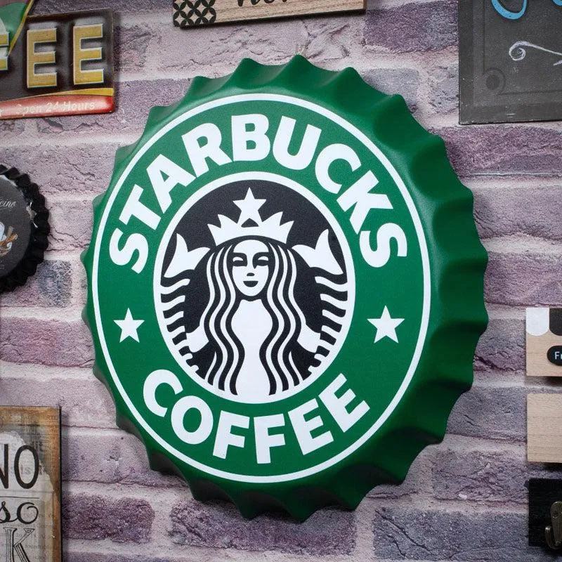 Starbucks Coffee Bottle Cap Metal Wall Accent media 1