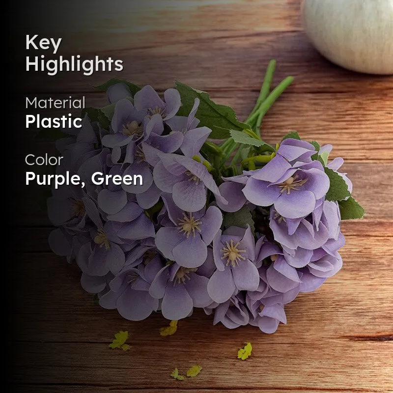 Bloom Hydrangea Artificial Flower (Purple) - Set Of Two media 2