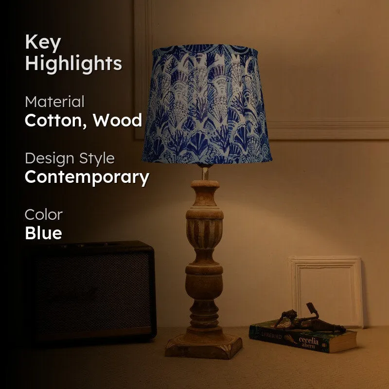 Ocean Breeze Wooden Base Cotton Table Lamp - Blue media 2