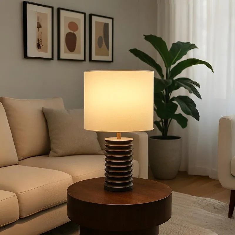 Boho Disc Mango Wood Table Lamp media 3