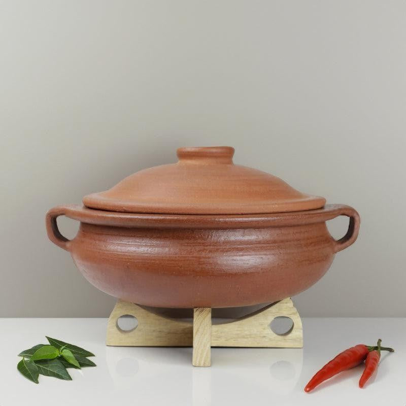 Dilaab Urali Clay Pot With Lid Brown 1000 mL / 8 Inches image 3