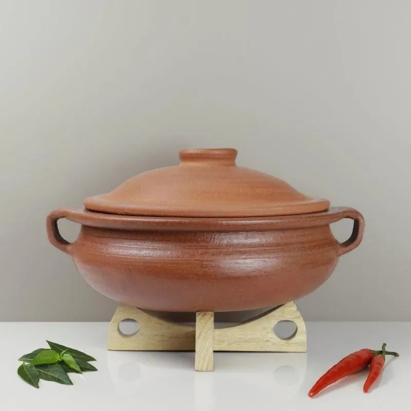 Dilaab Urali Clay Pot With Lid Brown 1000 mL / 8 Inches media 3