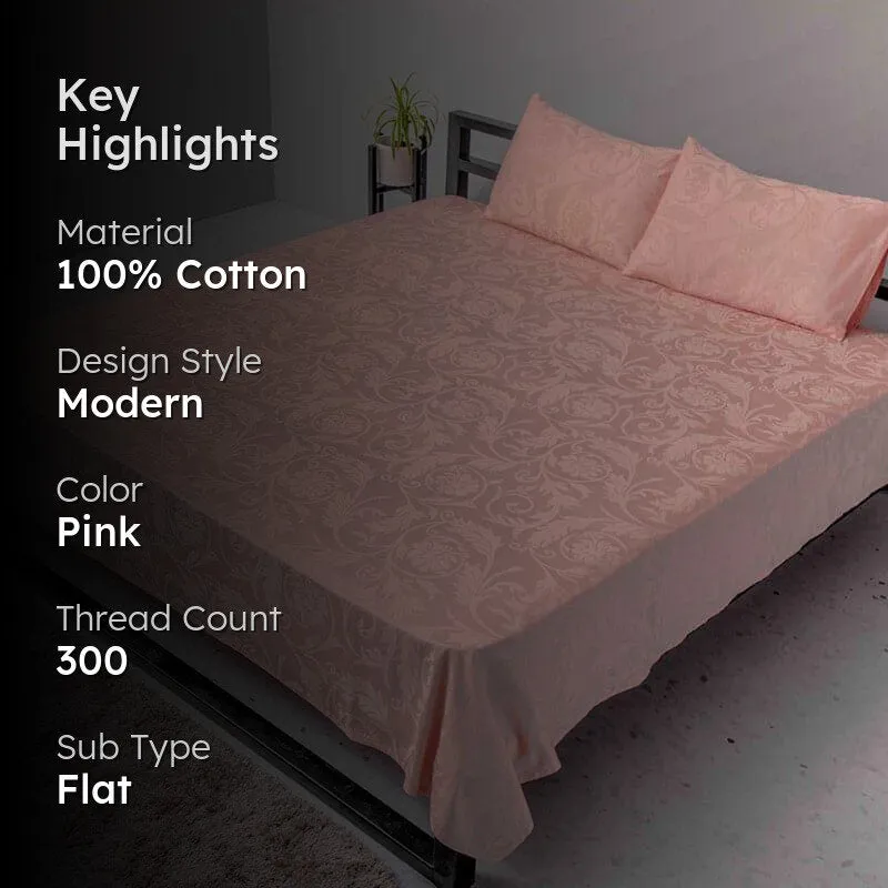Fruva Vine Floral Cotton Bedsheet (Pink) - 300 TC media 2