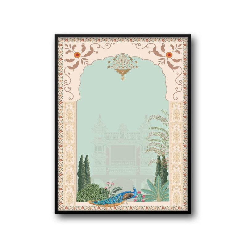 Imperial Peacock Framed Mughal Canvas Wall Painting media 7