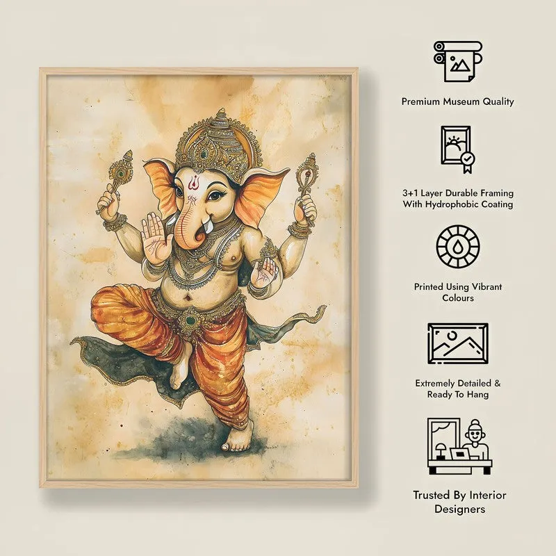 Shiva Shankari Spiritual Archival Paper Wall Painting - Natural Brown Frame media 8