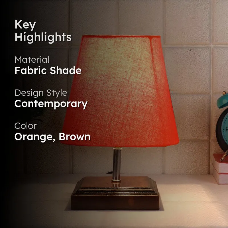 Niksha Fabric Table Lamp - Orange,Brown media 2