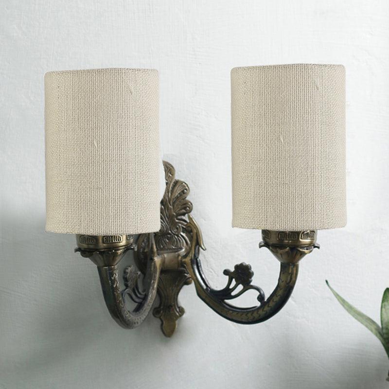 Vintage Duo Fabric & Metal Wall Lamp - Beige media 3
