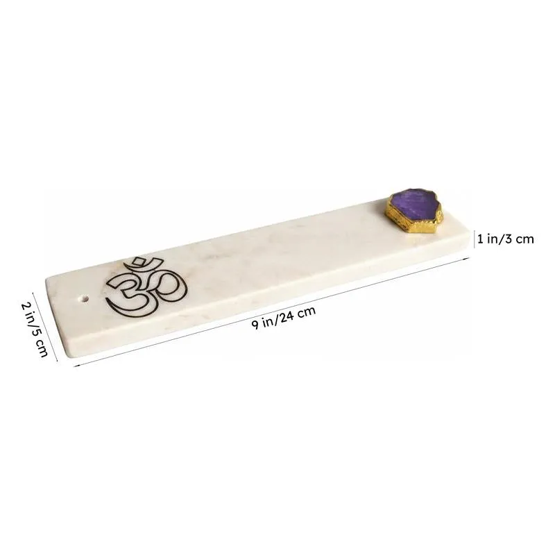 Om Marble Incense Holder With Agate Plating - Purple media 6