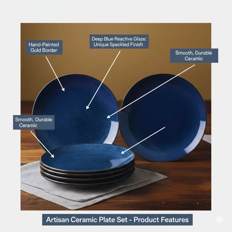 Ceramic Dinner Plates (Blue) - Set of Six media 7