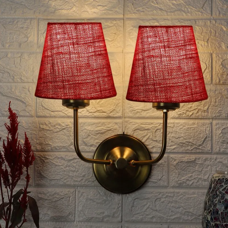 Lumoire Duo Cone Metal Wall Lamp - Maroon media 1